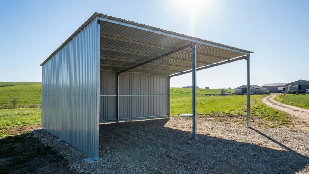 wiata stalowa przy gospodarstwie rolnym